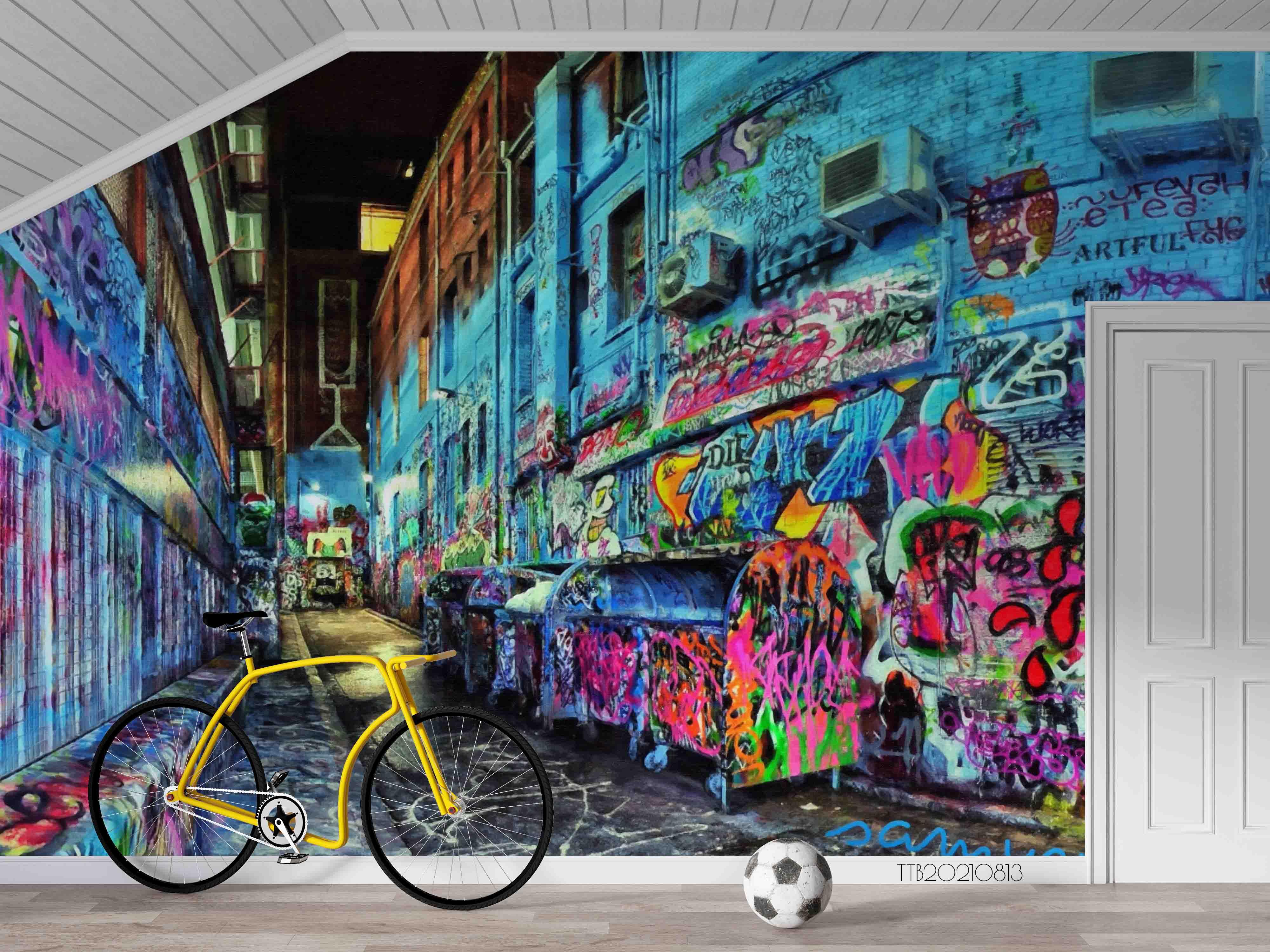 3D Street Abstract Graffiti Wall Mural Wallpaper 5137- Jess Art Decoration