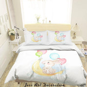 3D Cartoon Rabbit Moon Balloon Quilt Cover Set Bedding Set Duvet Cover Pillowcases SF16- Jess Art Decoration