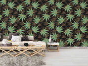 3D Hand Drawn Green Maple Leaf Wall Mural Wallpaper LQH 52- Jess Art Decoration