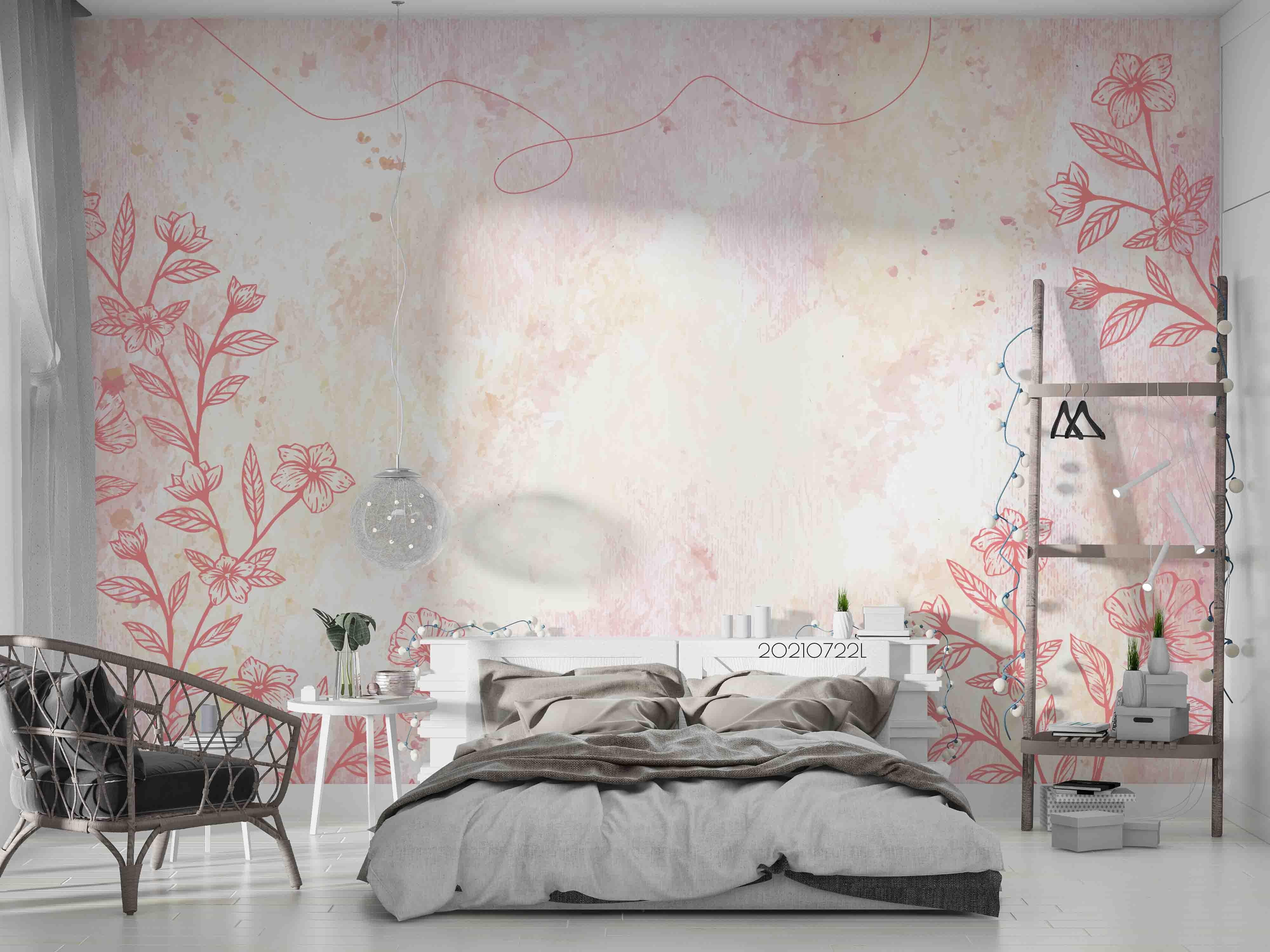 3D Watercolor Pink Floral Wall Mural Wallpaper SWW3597- Jess Art Decoration