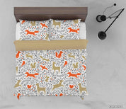 3D Hand Drawn Animal Elk Fox Leaf Quilt Cover Set Bedding Set Duvet Cover Pillowcases 31- Jess Art Decoration