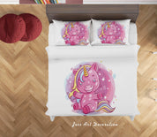 3D White Pink Unicorn Quilt Cover Set Bedding Set Duvet Cover Pillowcases SF62- Jess Art Decoration