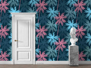 3D Hand Drawn Blue Pink Palm Tree Wall Mural Wallpaper LQH 53- Jess Art Decoration