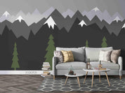 3D Snow Mountain Pine Tree Wall Mural Wallpaper LQH 146- Jess Art Decoration