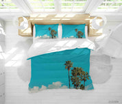 3D Landscape Blue Sky Cloud Palm Tree Plant Quilt Cover Set Bedding Set Duvet Cover Pillowcases LXL- Jess Art Decoration