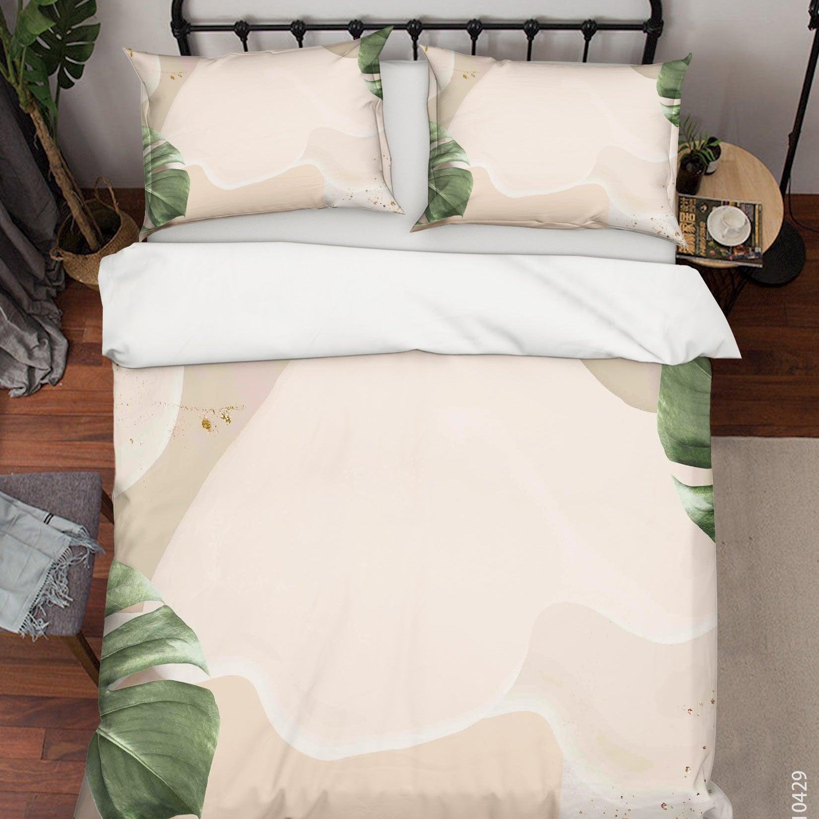 3D Abstract Green Leaf Quilt Cover Set Bedding Set Duvet Cover Pillowcases 34- Jess Art Decoration