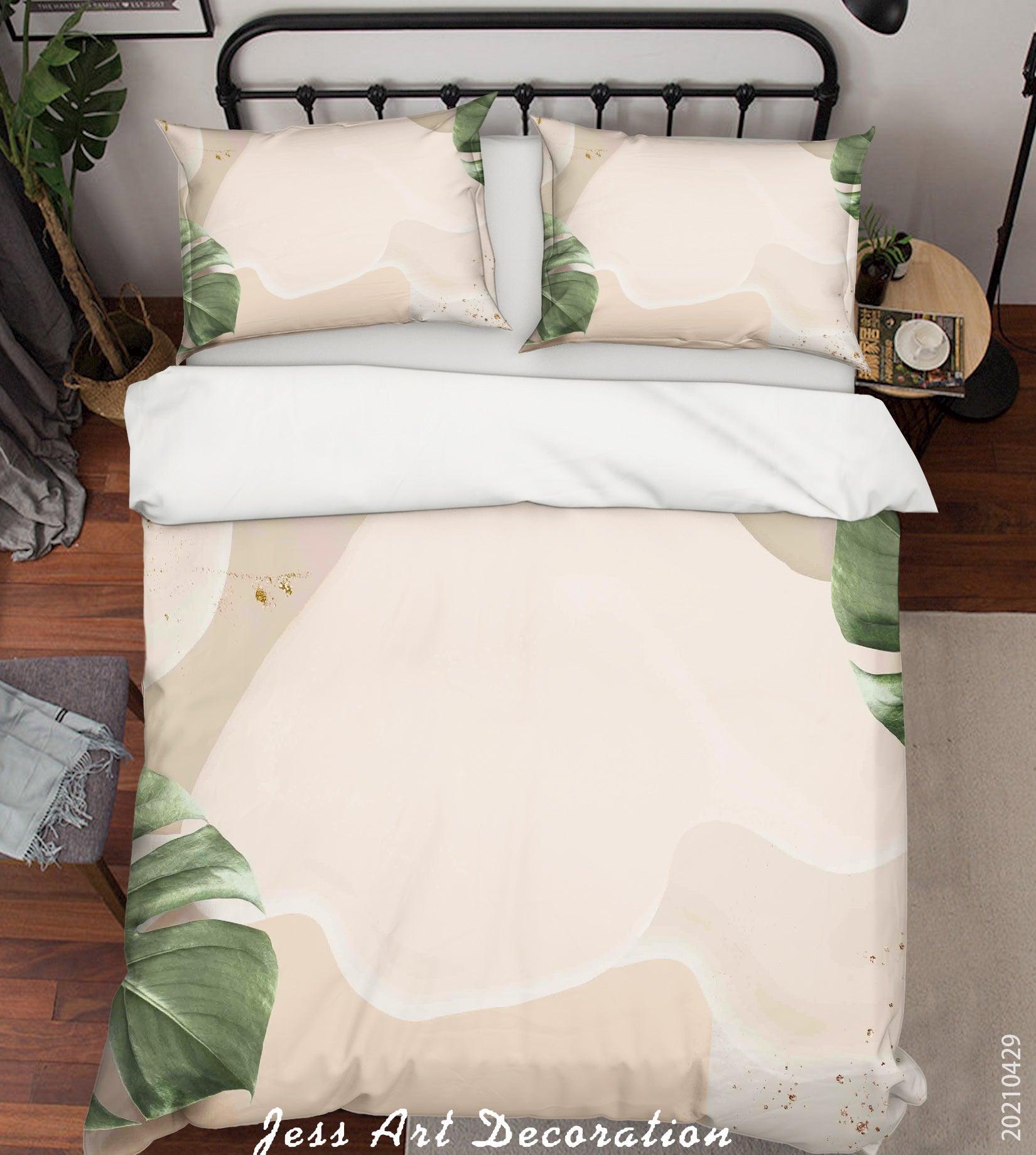 3D Abstract Green Leaf Quilt Cover Set Bedding Set Duvet Cover Pillowcases 34- Jess Art Decoration