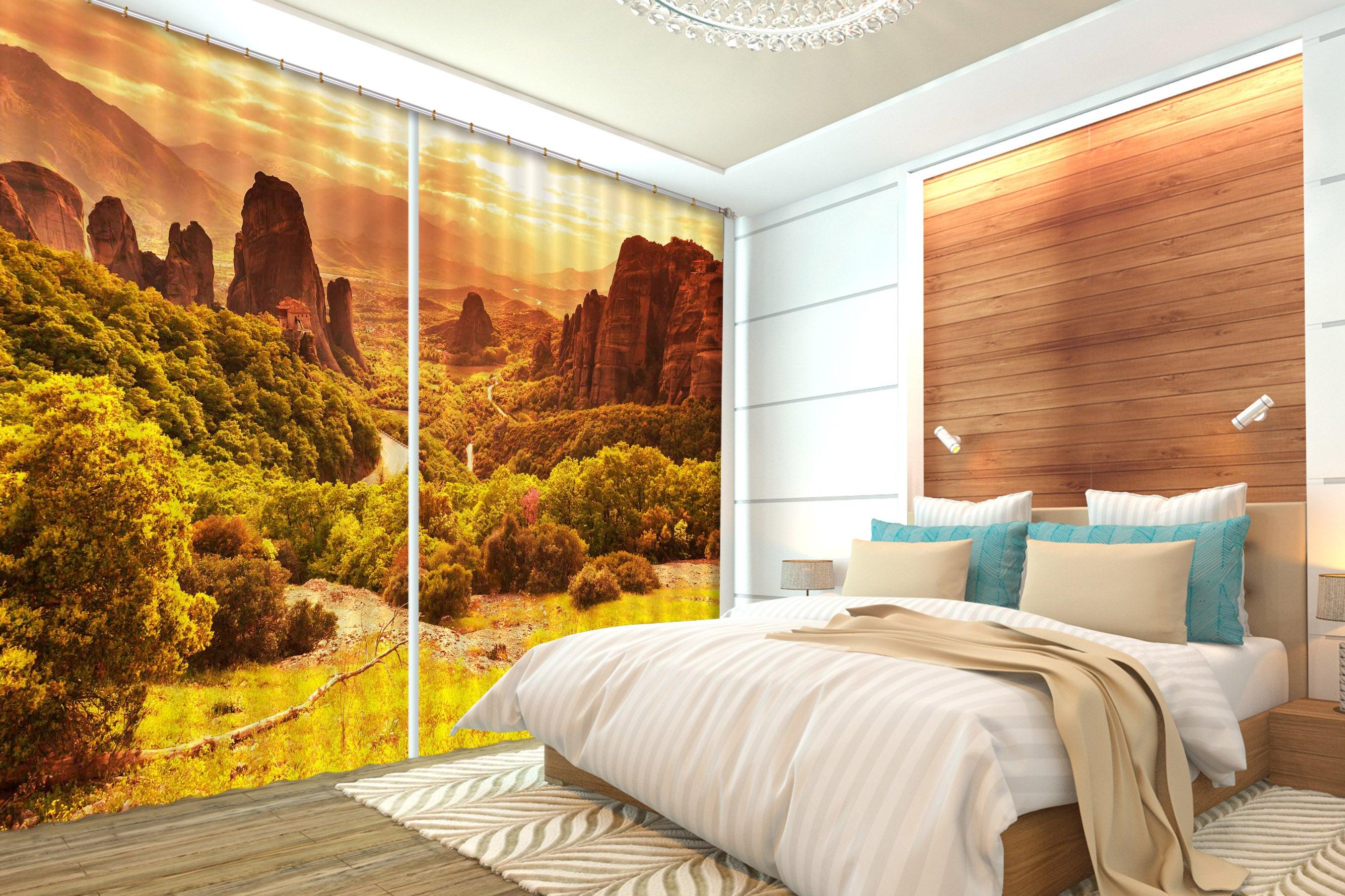 3D Landscape Mountains Forest Curtains and Drapes SF35- Jess Art Decoration