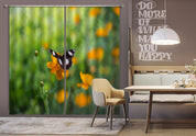 3D Yellow Floral Leaf Butterfly Curtains and Drapes LQH 271- Jess Art Decoration