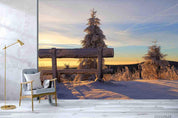 3D Sunset Sky Snow Forest Tree Landscape Wall Mural Wallpaper LQH 170- Jess Art Decoration