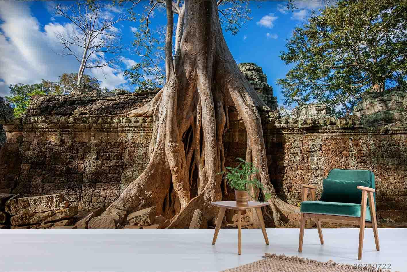 3D Blue Sky Ancient Tree Landscape Wall Mural Wallpaper LQH 270- Jess Art Decoration