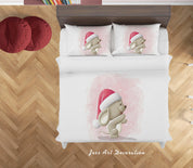 3D White Mouse Christmas Hat Quilt Cover Set Bedding Set Duvet Cover Pillowcases SF43- Jess Art Decoration