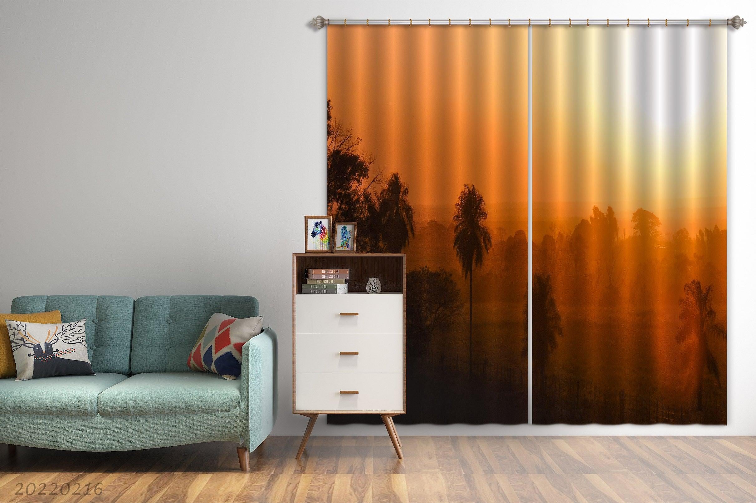 3D Woods Golden Sunbeam Fog Curtains and Drapes GD 2288- Jess Art Decoration