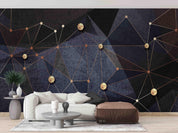 3D Dark Geometric Network dark geometric network pattern wall mural wallpaper for living room