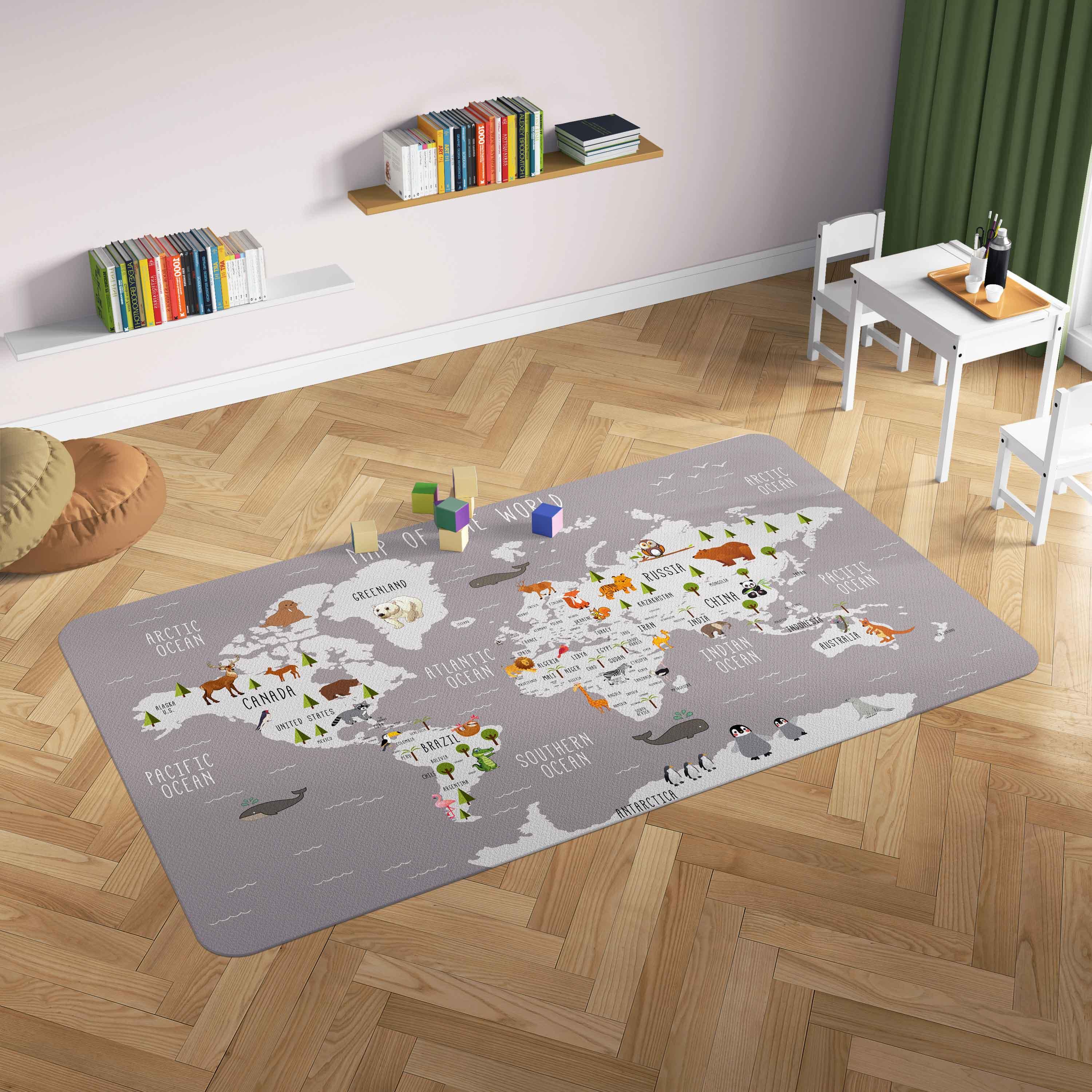 3D World Map Non-Slip Rug Mat 159- Jess Art Decoration