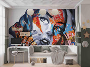 Graffiti Female Face Finger Wallpaper portrait street art wall mural for bedroom or creative studio - view 4
