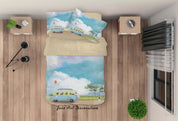 3D Blue Sky White Cloud Car Painting Quilt Cover Set Bedding Set Duvet Cover Pillowcases A414 LQH- Jess Art Decoration