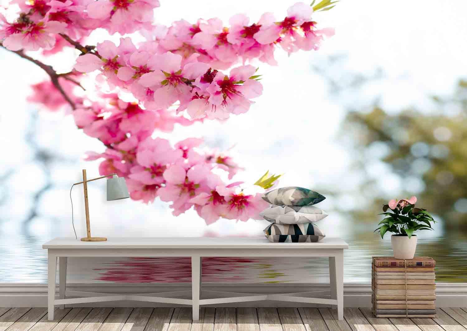 3D Pink Blossom Branch Wall Mural Wallpaper 35- Jess Art Decoration