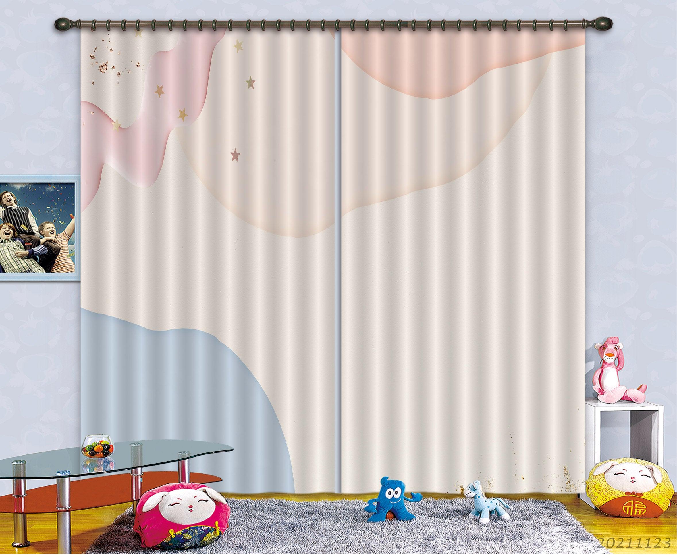 3D Abstract Color Geometry Curtains and Drapes LQH 2- Jess Art Decoration