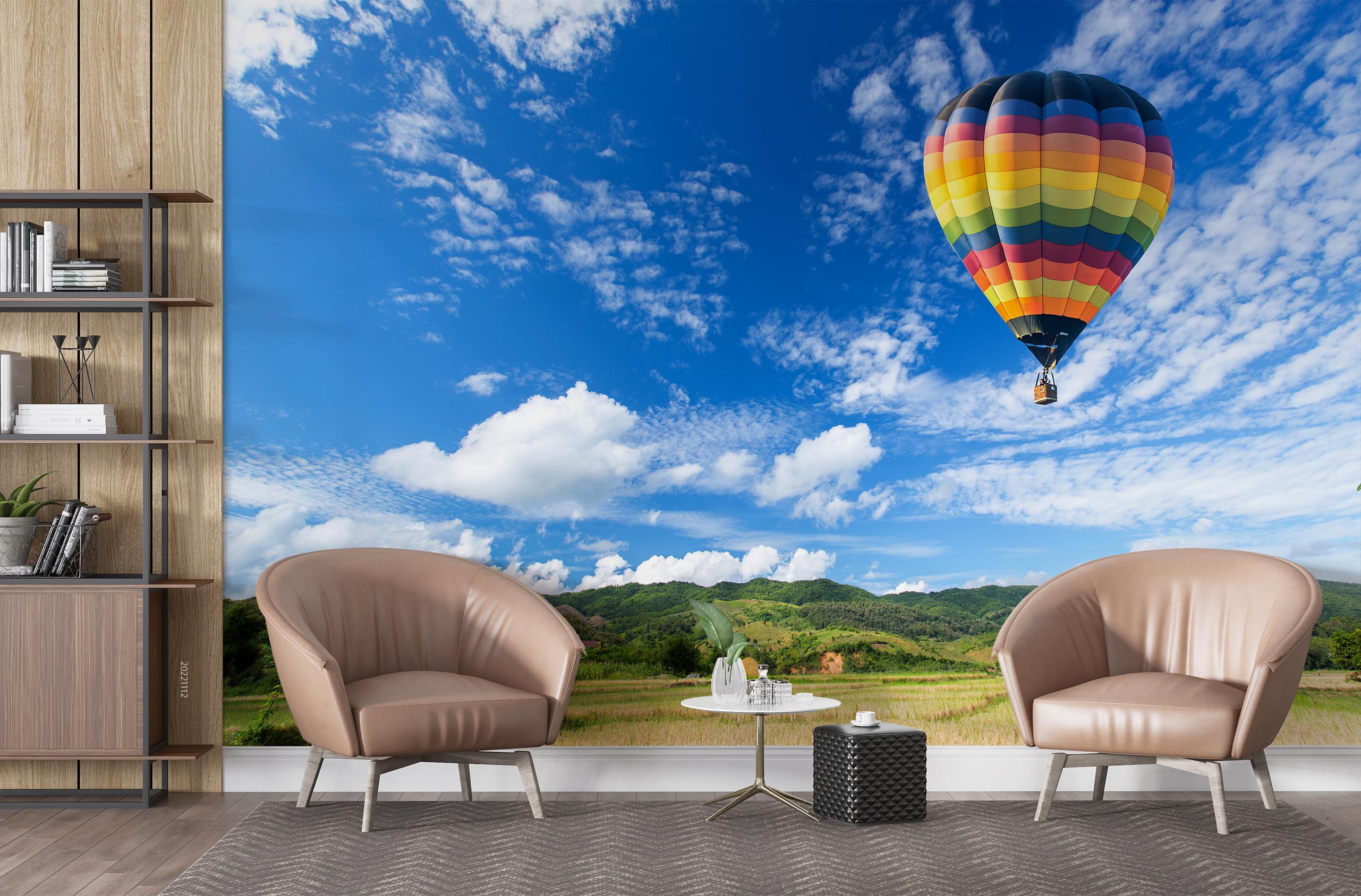 3D Hot Air Balloon Meadow Blue Sky Wall Mural Wallpaper GD 2264- Jess Art Decoration