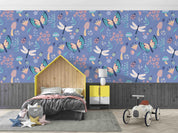 3D Hand Sketching Butterfly Dragonfly Floral Insect Wall Mural Wallpaper LXL 1425- Jess Art Decoration