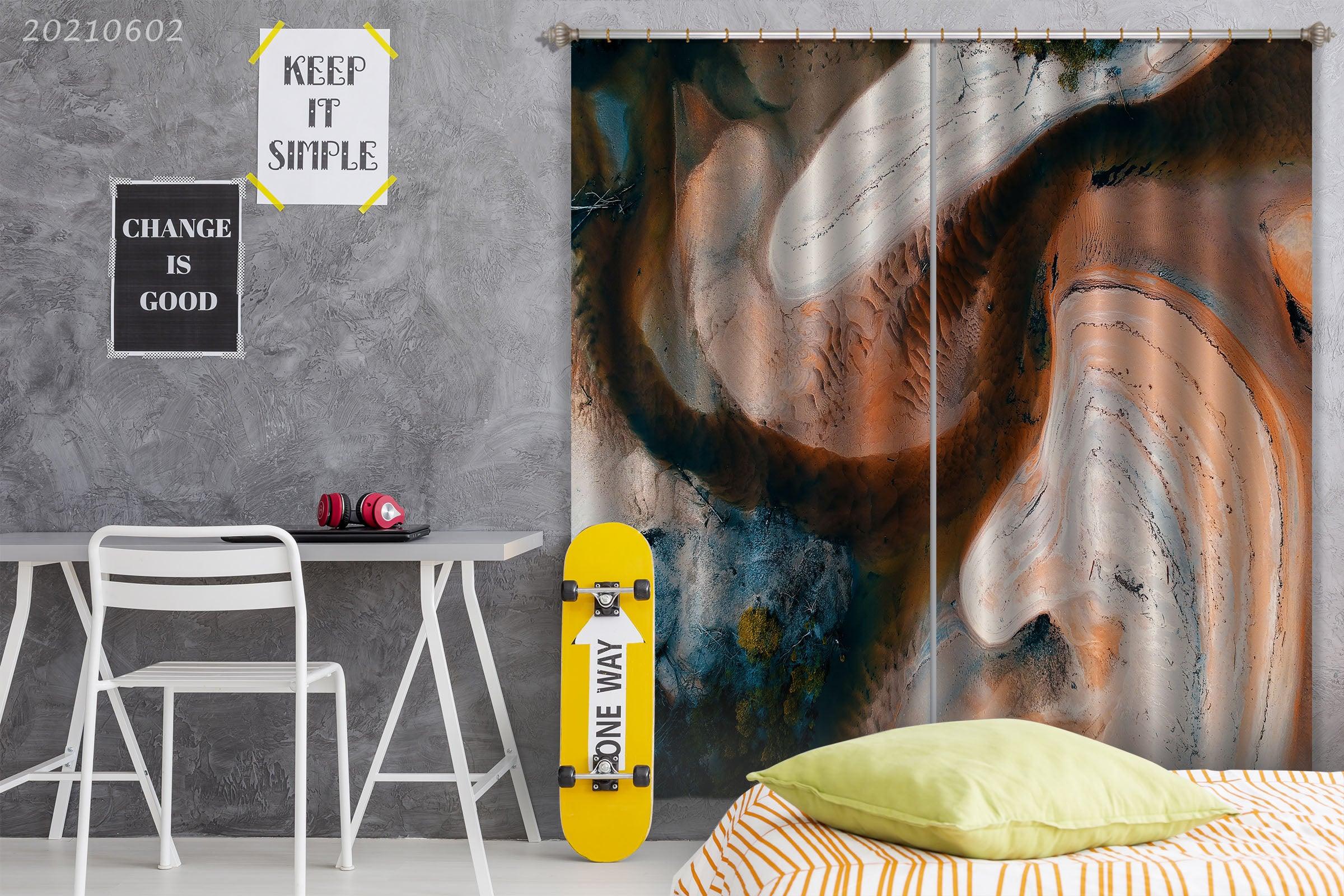 3D Abstract Aerial View Desert Curtains and Drapes GD 558- Jess Art Decoration