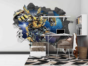 3D Space Robot Broken Wall space robot broken wall scene wall mural wallpaper for kids room - view 3