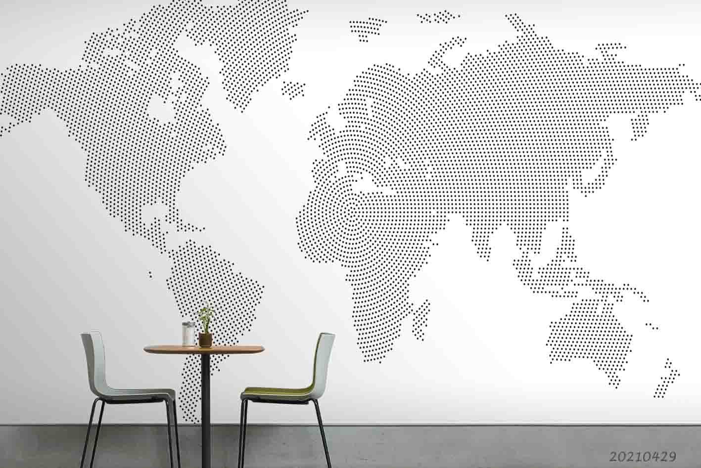 3D Grey World Map Wall Mural Wallpaper LQH 60- Jess Art Decoration