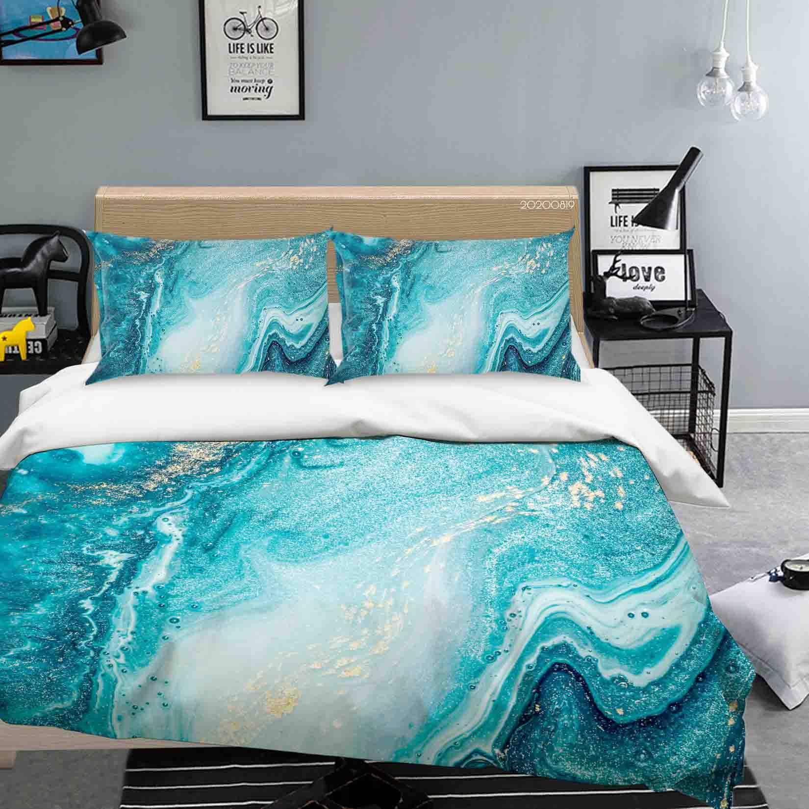 3D Blue Marble Pattern Quilt Cover Set Bedding Set Duvet Cover Pillowcases JN 1191- Jess Art Decoration