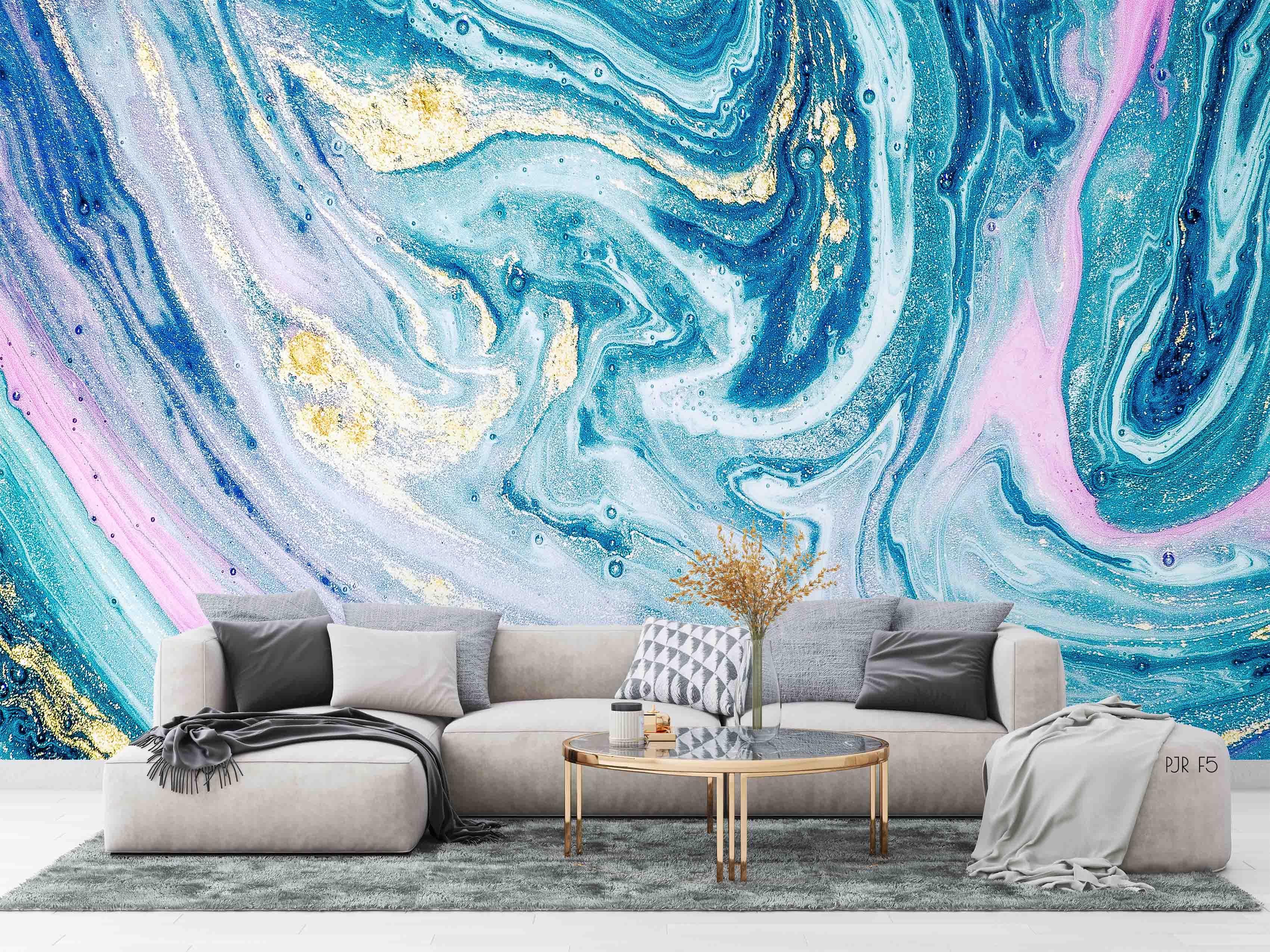 3D Blue Abstract Oil Painting blue abstract oil painting wall mural wallpaper for living room - view 6