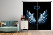 3D Wing Feather Pattern Aperture Curtains and Drapes GD 4848- Jess Art Decoration