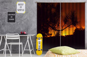 3D Pine Branch Sunset Red Sky Curtains and Drapes GD 681- Jess Art Decoration