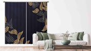 3D Hand Drawn Black Leaf Pattern Curtains and Drapes LQH 126- Jess Art Decoration