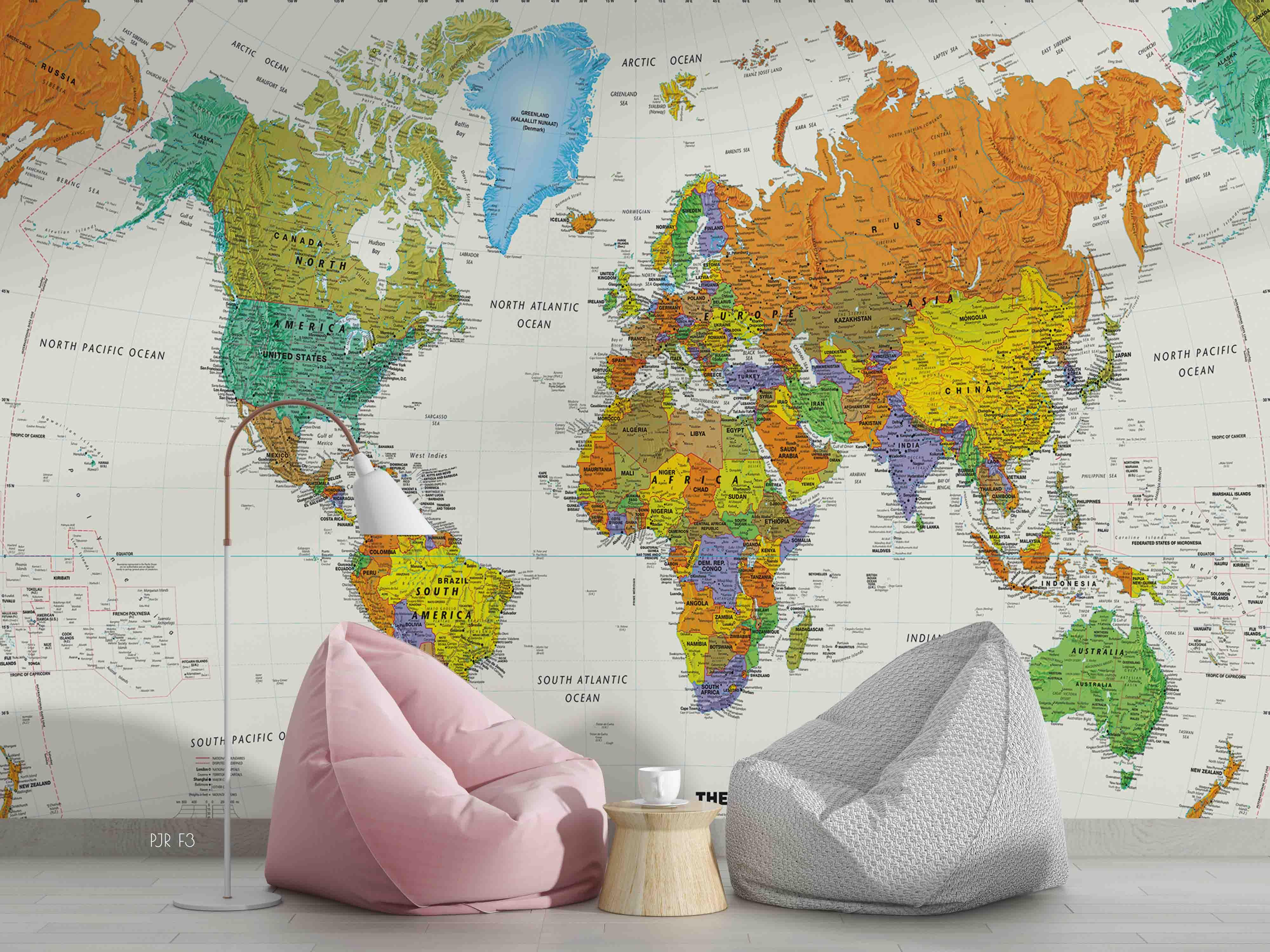 3D Colorful World Map Wall Mural Wallpaper LXL 2287- Jess Art Decoration