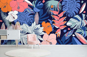 3D Tropical Blue Leaves Wall Mural Wallpaper A309 LQH- Jess Art Decoration