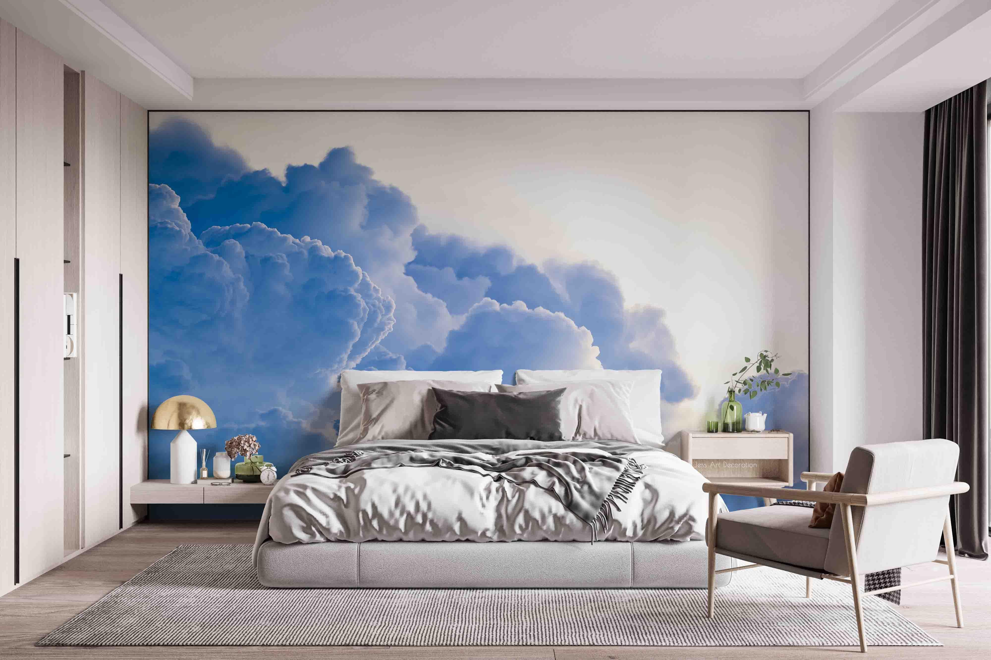 3D Blue Clouds Wall Mural Wallpaper sww  225- Jess Art Decoration