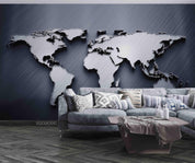 3D Grey World Map Wall Mural Wallpaper LQH 267- Jess Art Decoration