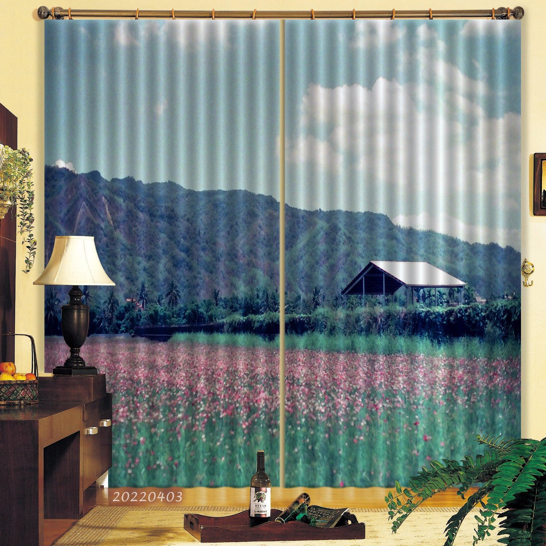 3D Landscape Mountain Green Plant Flower Curtains and Drapes GD 3321- Jess Art Decoration