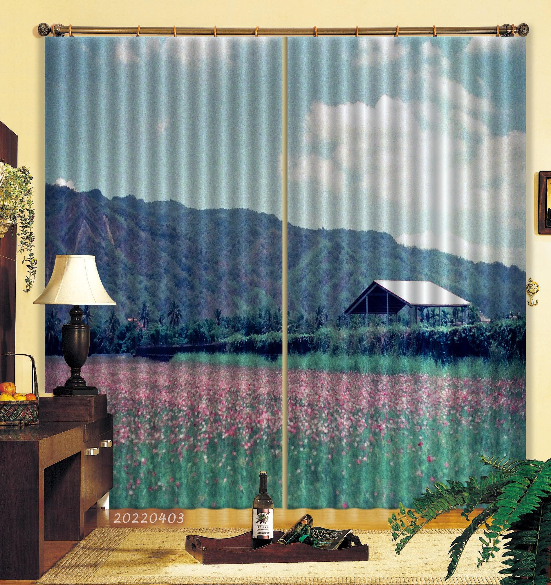 3D Landscape Mountain Green Plant Flower Curtains and Drapes GD 3321- Jess Art Decoration