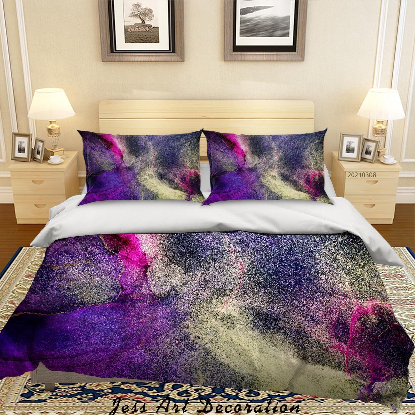 3D Abstract Color Marble Quilt Cover Set Bedding Set Duvet Cover Pillowcases 311- Jess Art Decoration