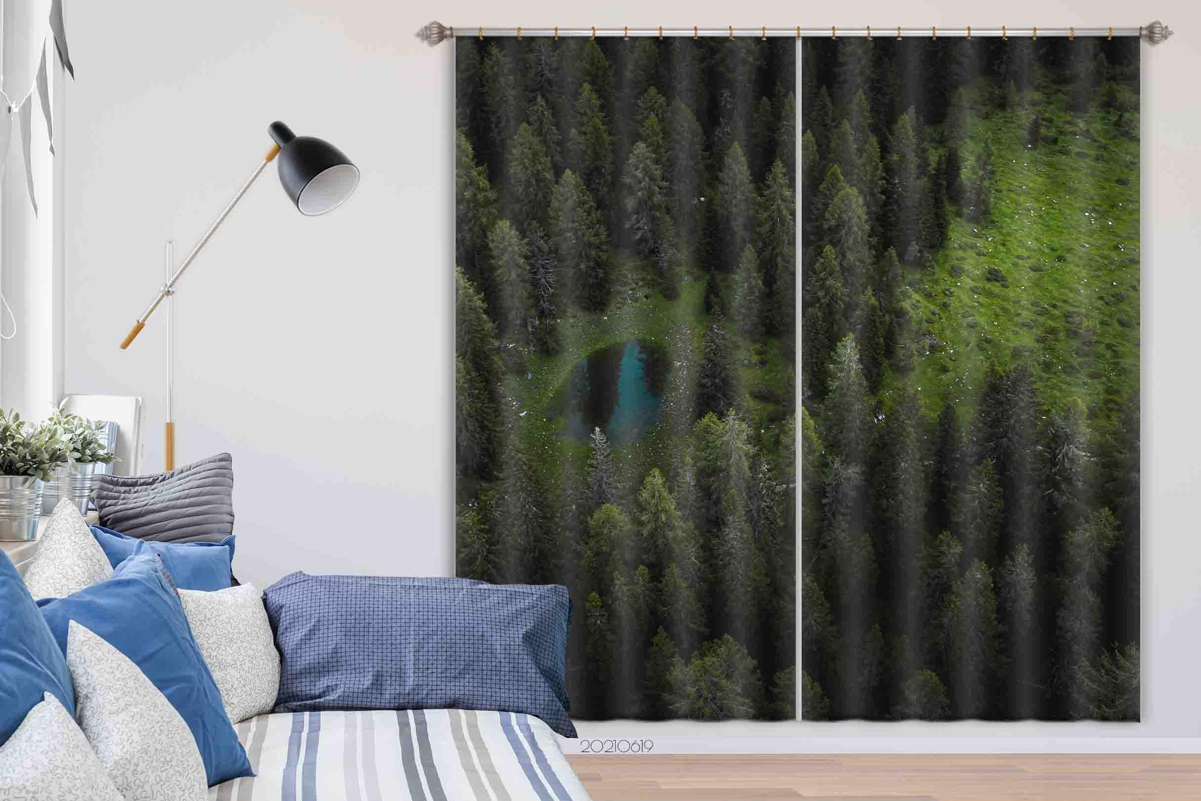 3D Plant Jungle Green Curtains and Drapes LLL 538- Jess Art Decoration