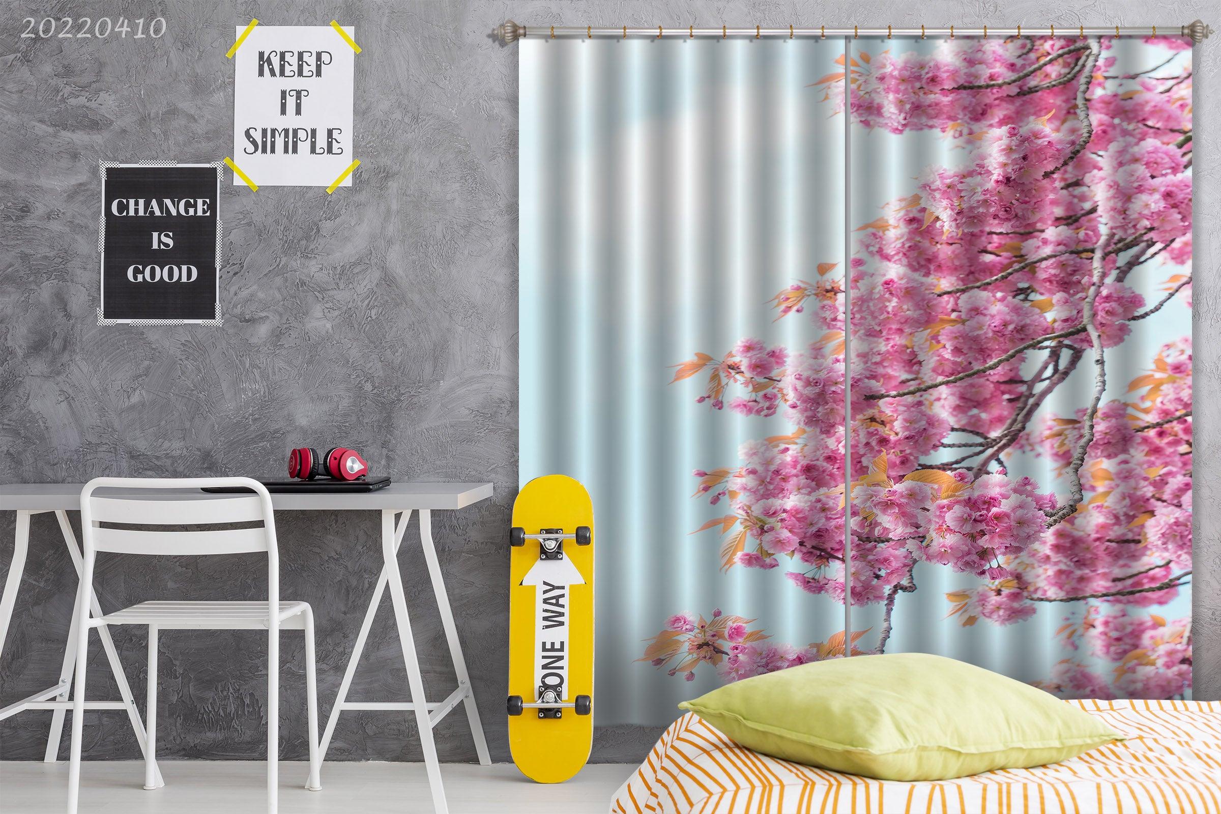 3D Spring Pink Bloom Cherry Blossom Branch Curtains and Drapes GD 3773 ...