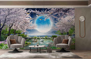3D Scenery Park Spring Flowering Swan Wall Mural Wallpaper 5140- Jess Art Decoration
