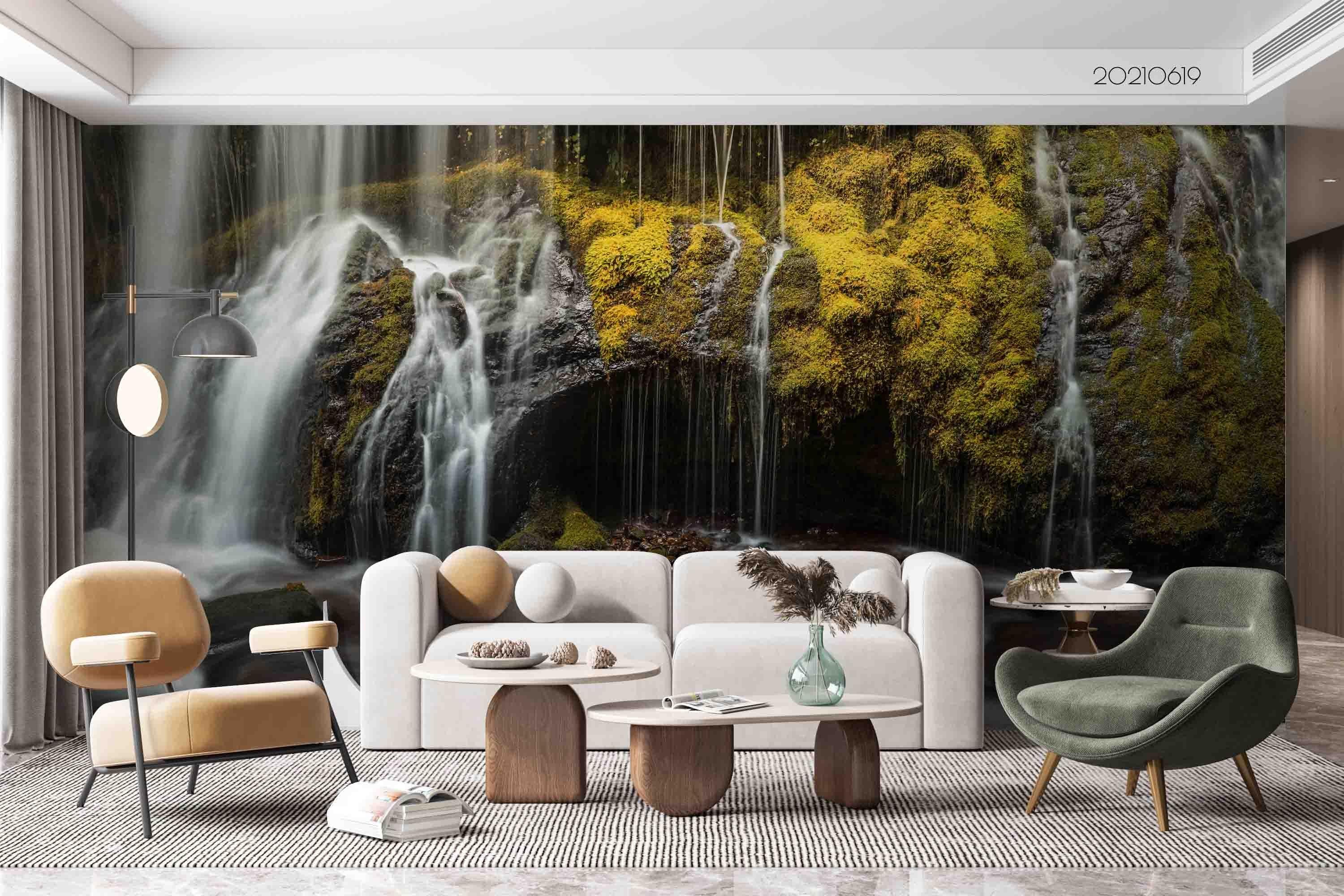 3D Green Forest Waterfall Landscape Wall Mural Wallpaper LQH 190- Jess Art Decoration