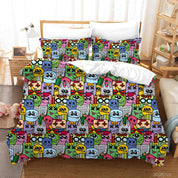 3D Abstract Color Monster Graffiti Quilt Cover Set Bedding Set Duvet Cover Pillowcases 10- Jess Art Decoration