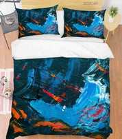3D Abstract Blue Graffiti Quilt Cover Set Bedding Set Duvet Cover Pillowcases 211- Jess Art Decoration