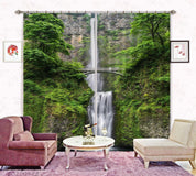 3D Landscape Mountain Waterfall Bridge Green Plant Curtains and Drapes GD 4300- Jess Art Decoration