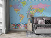 3D Blue World Map Wall Mural Wallpaper LQH 81- Jess Art Decoration