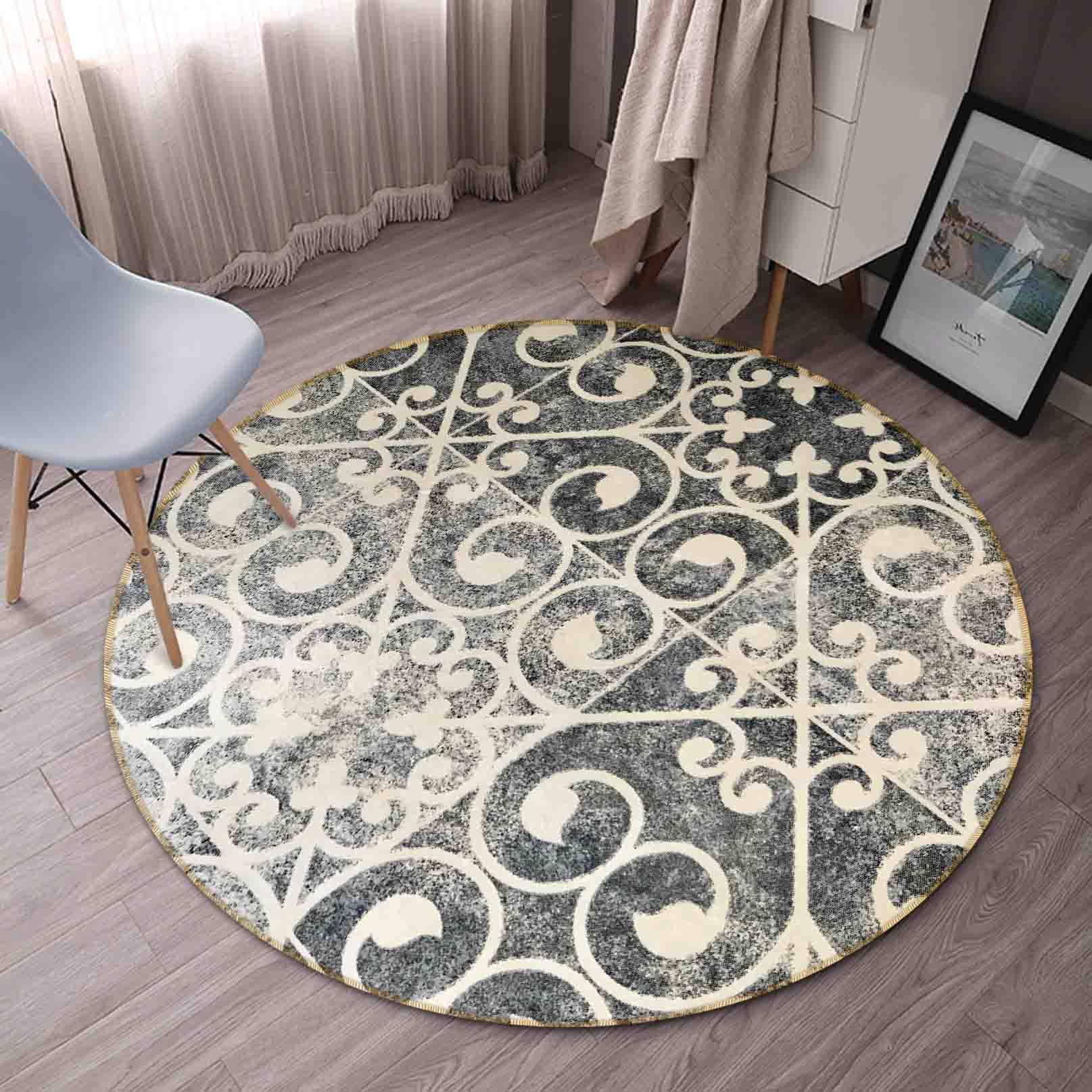 3D Abstract Artistic Floral Non-Slip Round Rug Mat 53- Jess Art Decoration