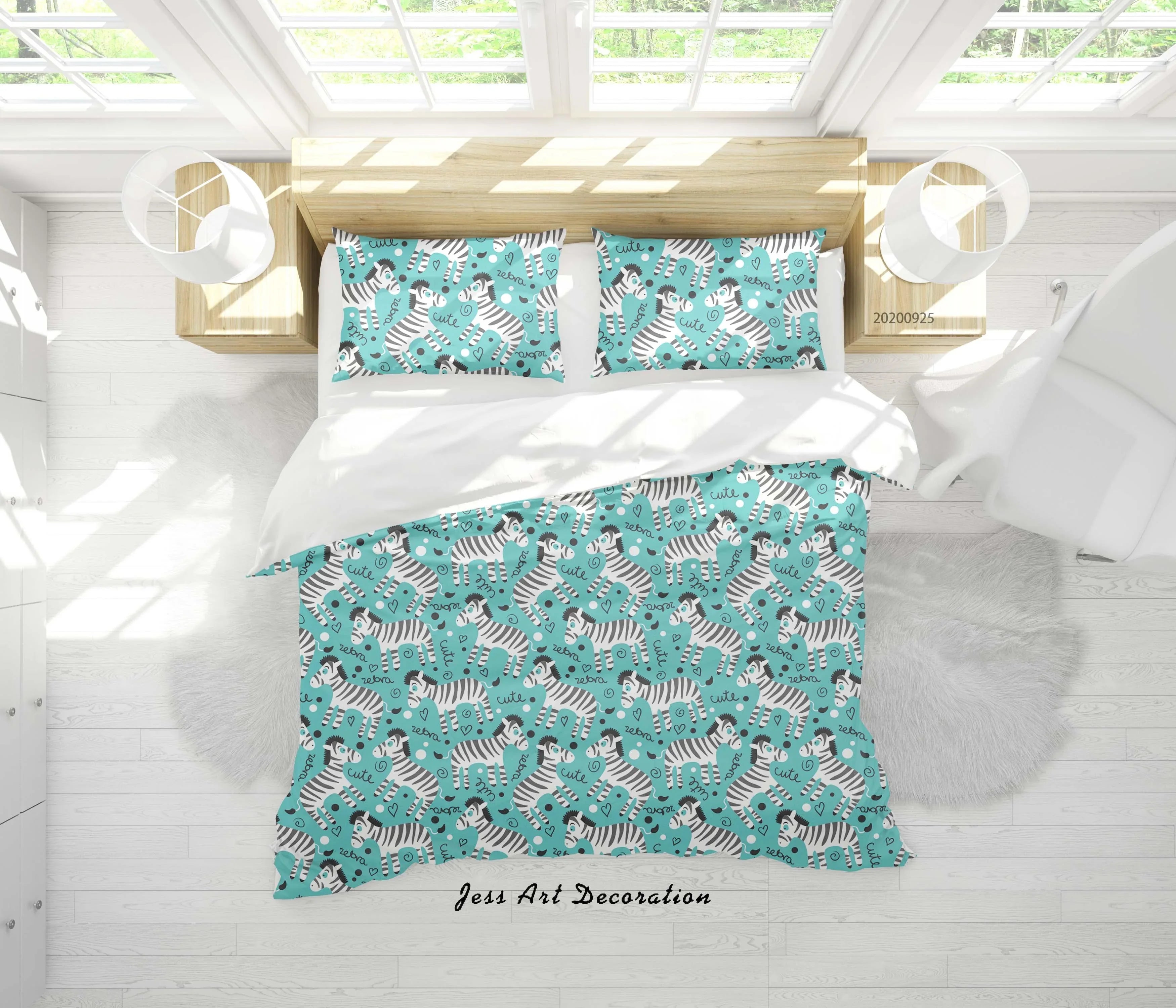 3D Cartoon Animal Zebra Pattern Quilt Cover Set Bedding Set Duvet Cover Pillowcases WJ 6465- Jess Art Decoration